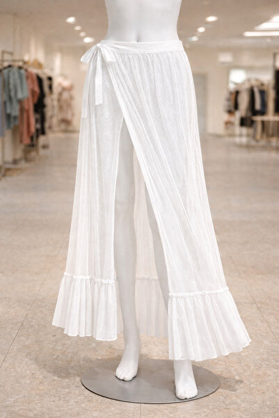 laviyonsa Dugačka mrežasta suknja za plažu sa volanima i pareo