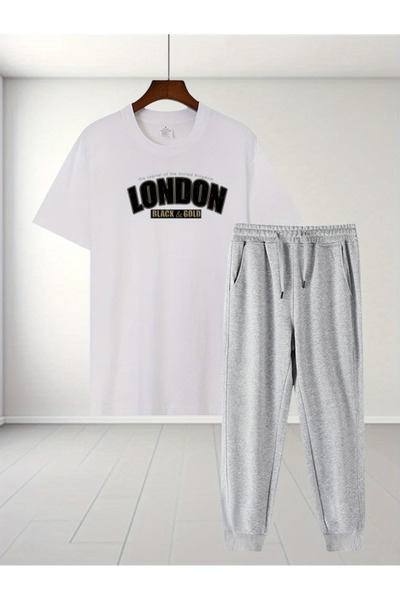 Rayan & Hoor Style London Printed Sweatpants and T-Shirt Top and Bottom Track...