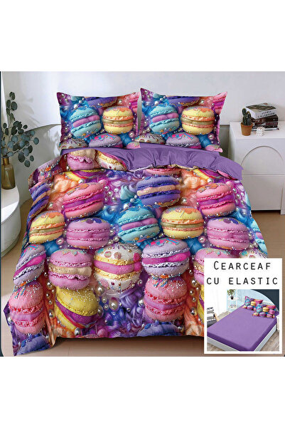 Patul Lenjerie de Pat, Bumbac Satinat, Pucioasa, 2 Persoane, Pat Dublu, 4 Pie...