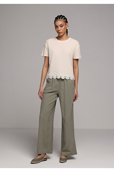 Colin's Regular Fit High Waist Wide Leg Women's Green Trousers