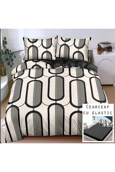 Patul Bed Linen, Satin Cotton, Sulphur, 2 Persons, Double Bed, 4 Pieces, Fitt...