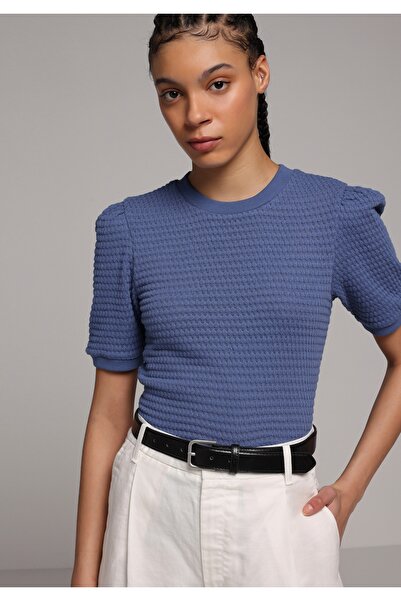 Colin's Slim Fit Round Neck Solid Women's Blue Short Sleeve T-Shirt