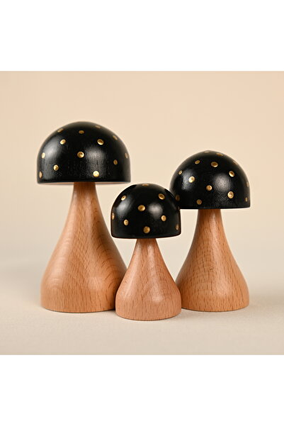 Zyt Tasarım Doğal Ahşap Mantar Süs Mantar Dekor Uğurlu Gold Collection