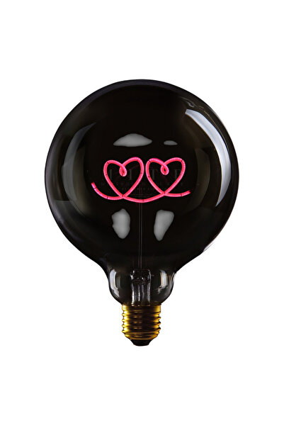 MITB DOUBLE HEART - LED GLASS BULB - PLATED SMOKE GLASS/RED - Ø70 × H110 MM