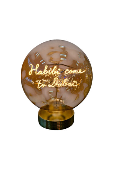 MITB Decorative Glass LED Filament Table Lamp “Habibi Come to Dubai” – 70 × H...