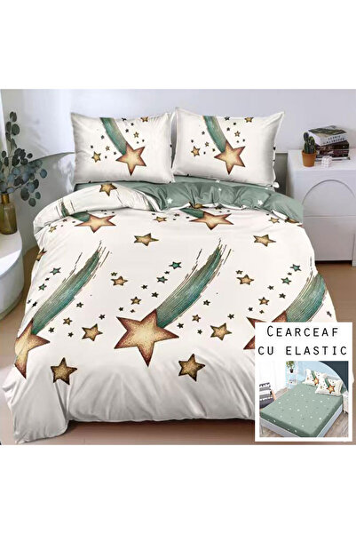 Patul Lenjerie de Pat, Bumbac Satinat, Pucioasa, 2 Persoane, Pat Dublu, 4 Pie...