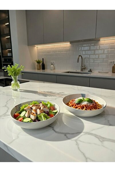 evinbizden 2'Lİ PORSELEN KABARTMALI DİJİTAL BASKILI SALATA SUNUM SERVİS TABAĞ...