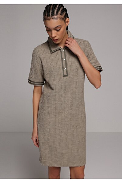 Colin's Regular Fit Jacquard Women's Green Short Sleeve Dress