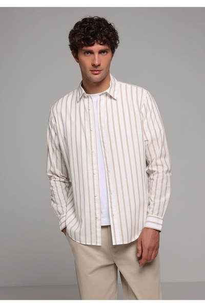 Colin's Redovna majica sa prugastim muškim bež majicom sa dugim rukavima