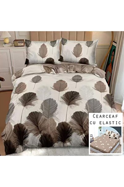 Patul Bed Linen, Satin Cotton, Sulphur, 2 Persons, Double Bed, 4 Pieces, Fitt...