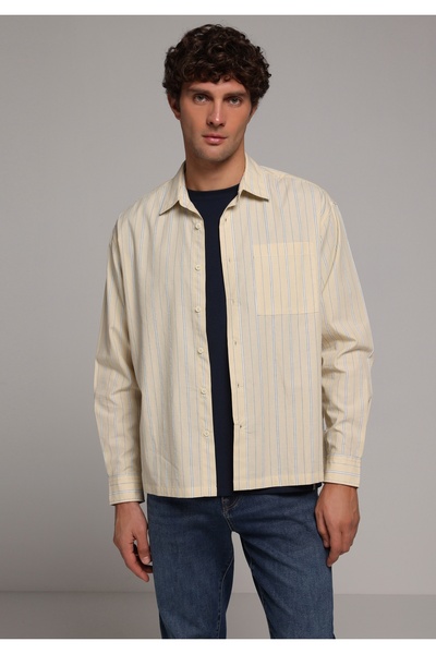 Colin's Košulja širokog kroja Prugasto Muška žuta košulja dugih rukava