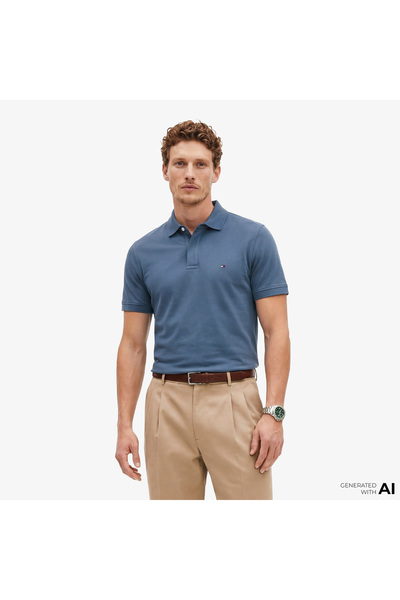 Tommy Hilfiger Elevated Essentials Erkek Mavi Polo Yaka T-Shirt