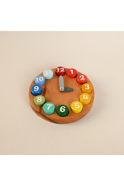 Zyt Tasarım Ahşap Saat Oyuncak Eğitici Oyuncak Saat Öğrenme