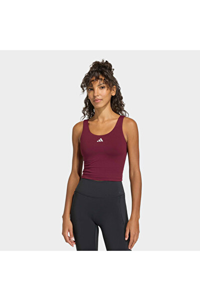 adidas 3-Stripes Studio All Me Kadın Bordo Crop T-Shirt