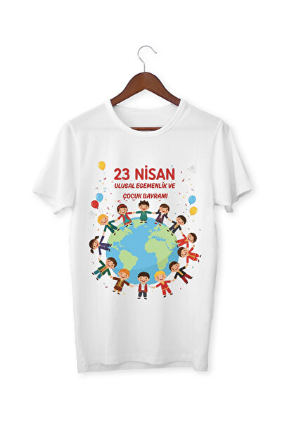 ALPŞAN TİCARET Παιδικό μπλουζάκι 23 Απριλίου για κορίτσια και αγόρια, λευκό π...
