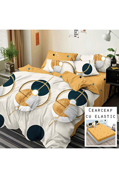 Patul Bed Linen 6 Pieces, Fine Cotton, Sulphur, Double Bed, 2 Persons, Fitted...