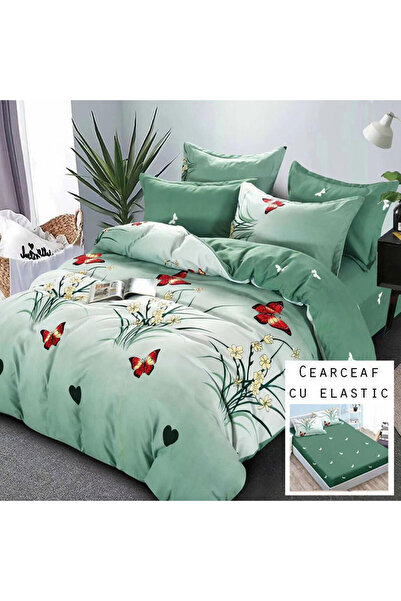 Patul Bed Linen 6 Pieces, Fine Cotton, Sulphur, Double Bed, 2 Persons, Fitted...