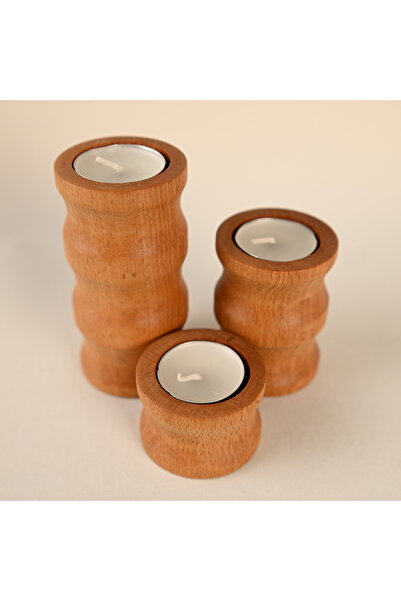 Zyt Tasarım Ahşap Mumluk Tealight Mumluk Şamdan Dekoratif