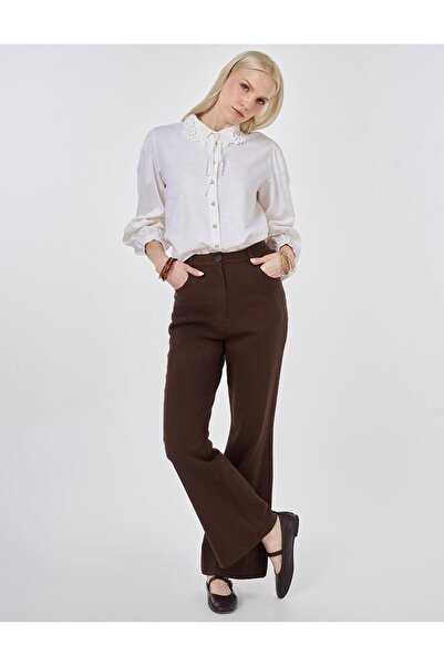 Kayra Flared D Denim Pants Chocolate