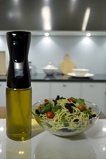 Kitchera Home Dozajlı Sprey Başlıklı Cam Yağdanlık 250 ml Airfryer Uyumlu Zey...