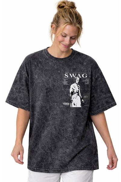 SEVBANO Design Swag Justin Bieber Singer Back Printed Unisex Oversized Vintage Washed T-Shirt