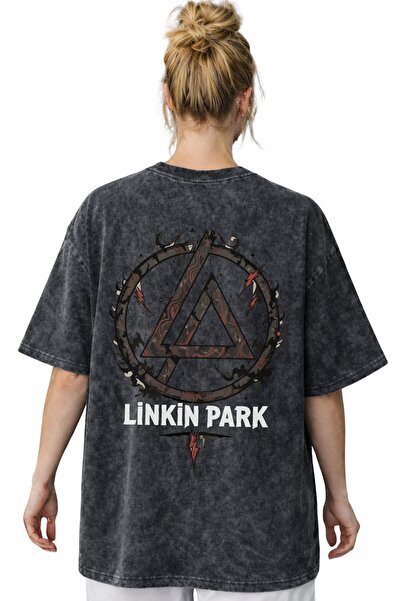 SEVBANO Tricou unisex oversize vintage, lavabil, cu imprimeu pe spate, Linkin...