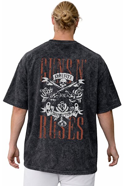 SEVBANO Guns N' Roses Rock Metal Müzik Grubu Sırt Baskılı Unisex Oversize Yık...