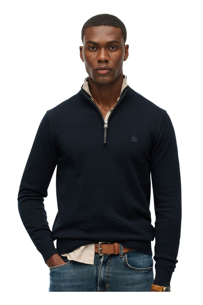 SUPERDRY Bisiklet Yaka Regular Fit Düz Lacivert Erkek Kazak M6110690A-AGT