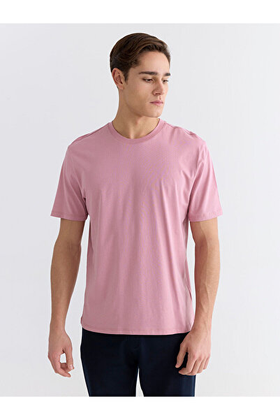 LC Waikiki Nevavm Oval Collar Combed Cotton Men's T-Shirt with a Difference