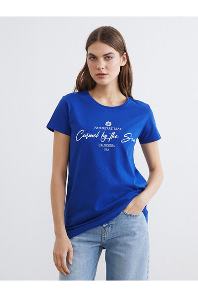 LC Waikiki Γυναικείο μπλουζάκι Özmarka New Season με στάμπα και λαιμόκοψη ποδ...