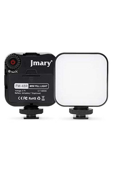 Jmary ضوء تعبئة فيديو محمول صغير FM-48 باللون الأسود