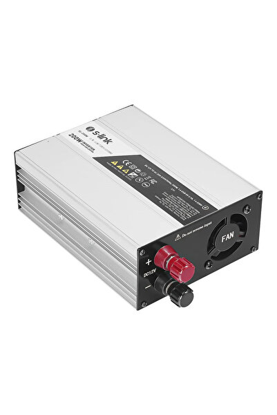 S-LINK SL-200W-12 200 Watt DC 12V - AC 230V Anahtarlı Tek USB Portlu Çakmakta...
