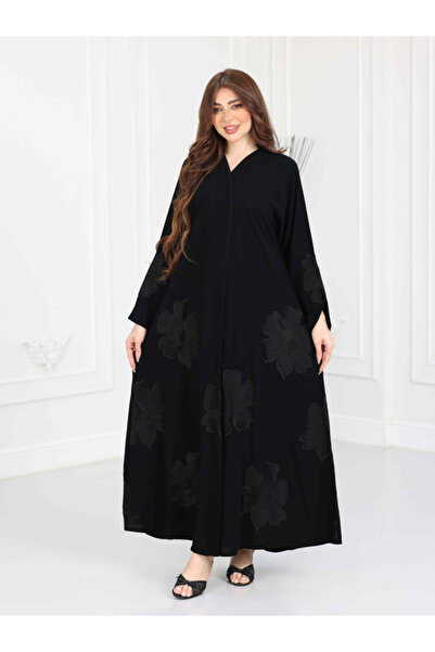 Nice Model Luxury Ramadan Rose Embroidered Abaya Elegant Black Modest Gown Gu...