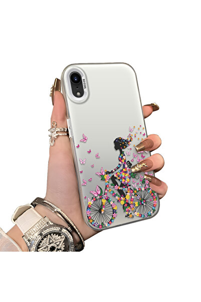 ucuc iPhone XR Uyumlu Sert Akrilik Arka Silikon Kenar Lens Koruma Kılıf şık b...