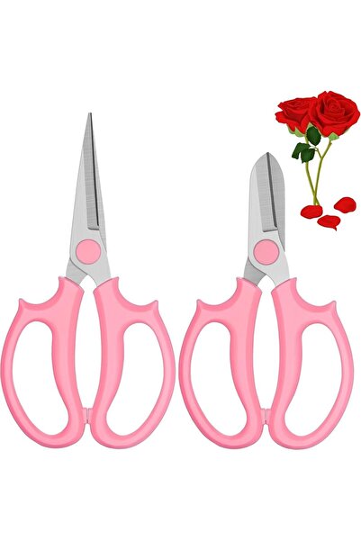 Arabest 2Pcs Pink Floral Shears,with 2 Different Blades,with Comfortable Hand...