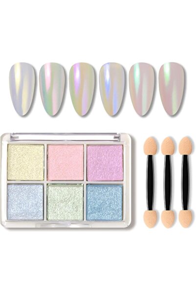 Arabest Nail Art Powder Palette, Glitter Chrome Nail Powder 6 Colours Chrome ...