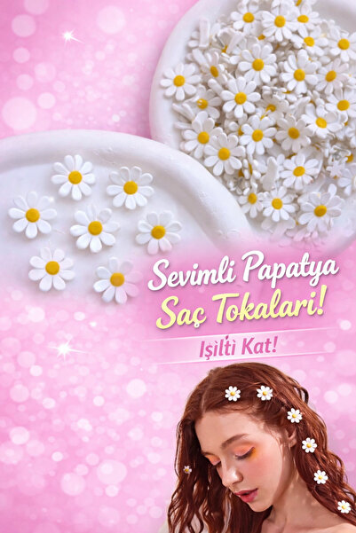 PREGIO Renkli Papatya Saç Süsü Saç Boncuğu 5 Adet