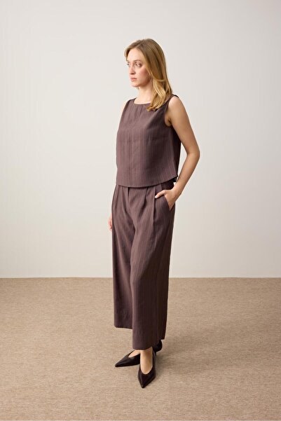 Jimmy Key Acı Kahve Loose Dokuma Pantolon