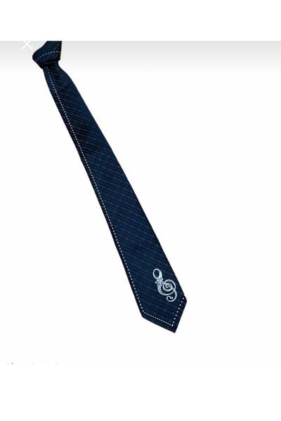 Yuchicly Men's Black Left Key Patterned Tie – Music-Themed Stylish Design