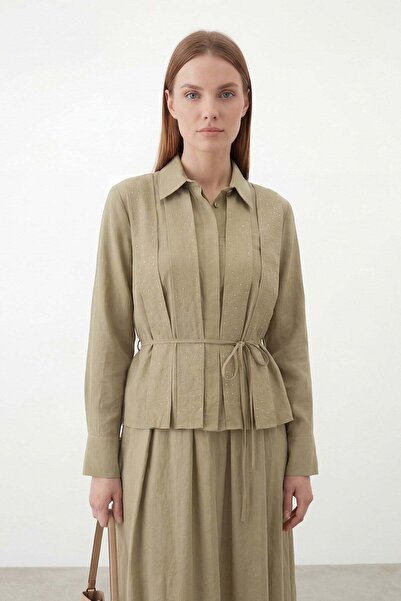 Loreen Women's Shirt Collar Button-Front and Lace Detailed Set - 20744Tks - O...