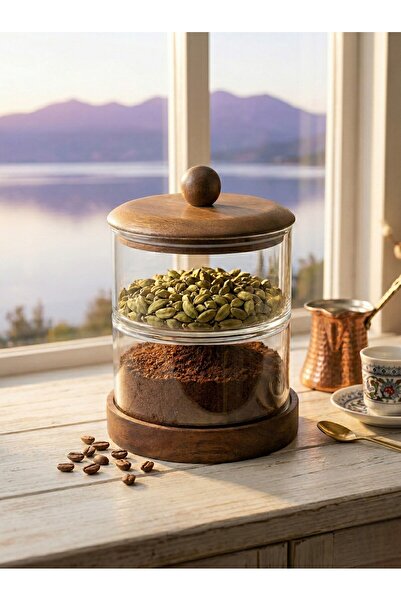 FARALYAHOME Akasya Kapaklı 2 Katlı Lüx Cam Kavanoz , Lüks Kavanoz ,Sunum Kava...