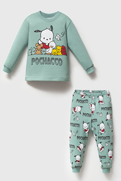 MAHFEL 100% Cotton Piece Baby & Kids Pajama Set Pochacco Green
