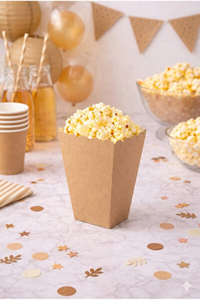 SOFT Patlamış Mısır Kutusu Popcorn Kutusu 8 li Kraft Kahve