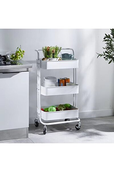 Generica رف تخزين متحرك، وحدة تخزين للمطبخ، رف معدني ثلاثي الطبقات على شكل عربة