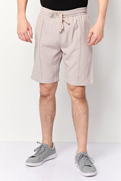Aeropostale Men Textured Basic Shorts, Beige