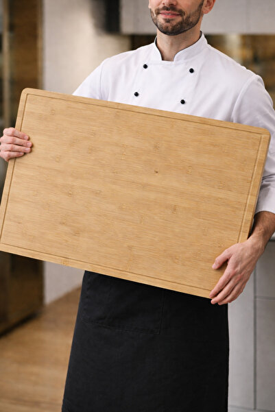 Fhilli Major - Large Surface Natural Bamboo Cutting Board Corrugated Meat and...