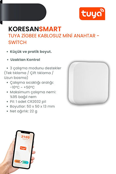 koresan Tuya Zigbee Kablosuz Anahtar Switch Senaryo Düğmesi