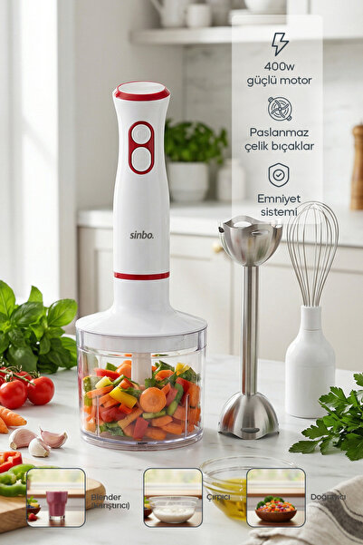 Sinbo Shb-7530 Multifunctional Hand Blender Set – with Chopper & Whisk Attach...