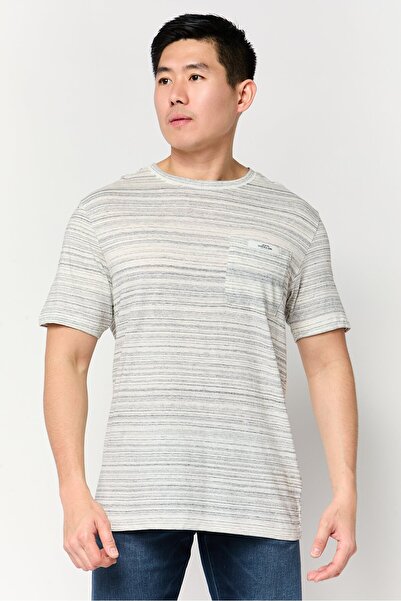 Scotch & Soda Men Crew Neck Short Sleeve Stripe T-Shirt, Grey