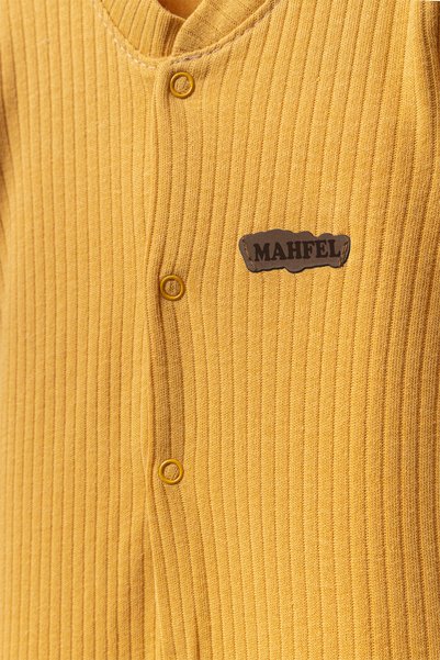 MAHFEL 100% Cotton Piece Baby Snap Romper & Salopet Mustard Color